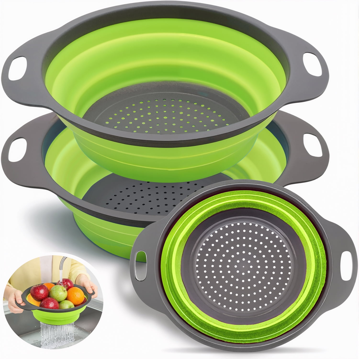 Collapsible Colander Set of 3 Round Sili…