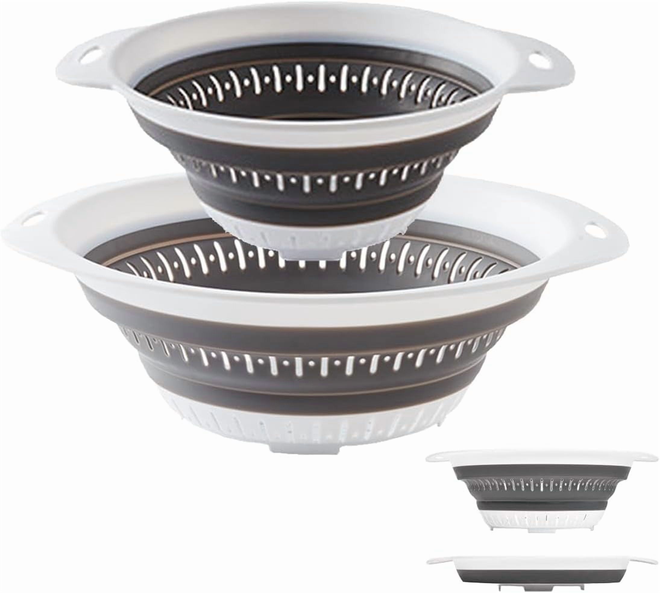 Collapsible Colander Set of 2 Pack Silicone Strainers for Kitchen, White with Gray - Walmart.com
