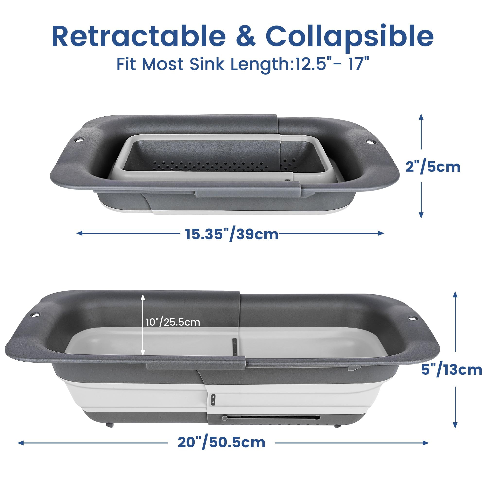 Collapsible Colander Strainer, Expandable Over the Sink Colander for ...