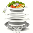 thumbnail image 1 of Collapsible Colander Set 4 Pack (3/4/6 QT) with Over-Sink Water Draining Base, Food Strainers And Colanders with Handles for Draining Pasta/Rinsing Vegetables, Fruit and Rice (White-Gray), 1 of 9