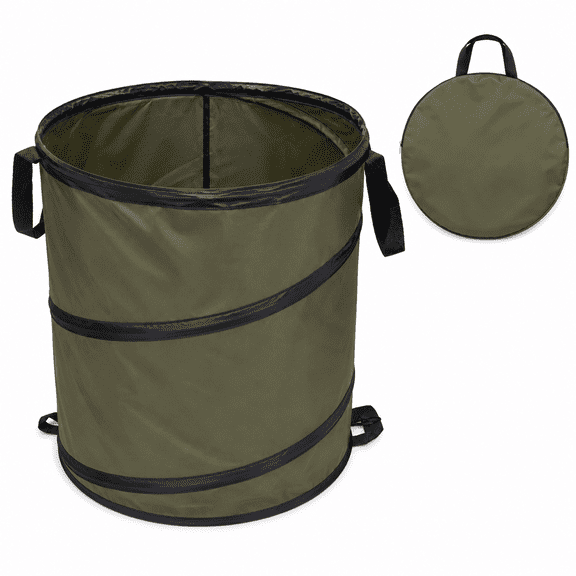 Collapsible Container Leaf Trash Can With Handles Reusable Portable Waterproof Waste Home Outdoor Yard Camping Gardening Bag (M:34CMX40CM), Army Green