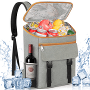 35 Can Camping Cooler Backpack, Soft Backpack Coolers Insulated LeakProof Travel Cooler Bags for Lunch Picnic Beach Work Trip Thermal Bag Drink Beverage Waterproof Beer Cooler Bag, Gray