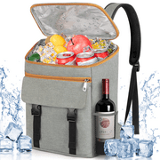 Soft Cooler Backpack Bag, 35 Can Leakproof Camping Cooler,Insulated Cooler Bags,Beach Cooler,Ice Chest Backpack,Lightweight Travel Cooler Lunch Backpack for Hiking, Shopping, Road Trips, Gray