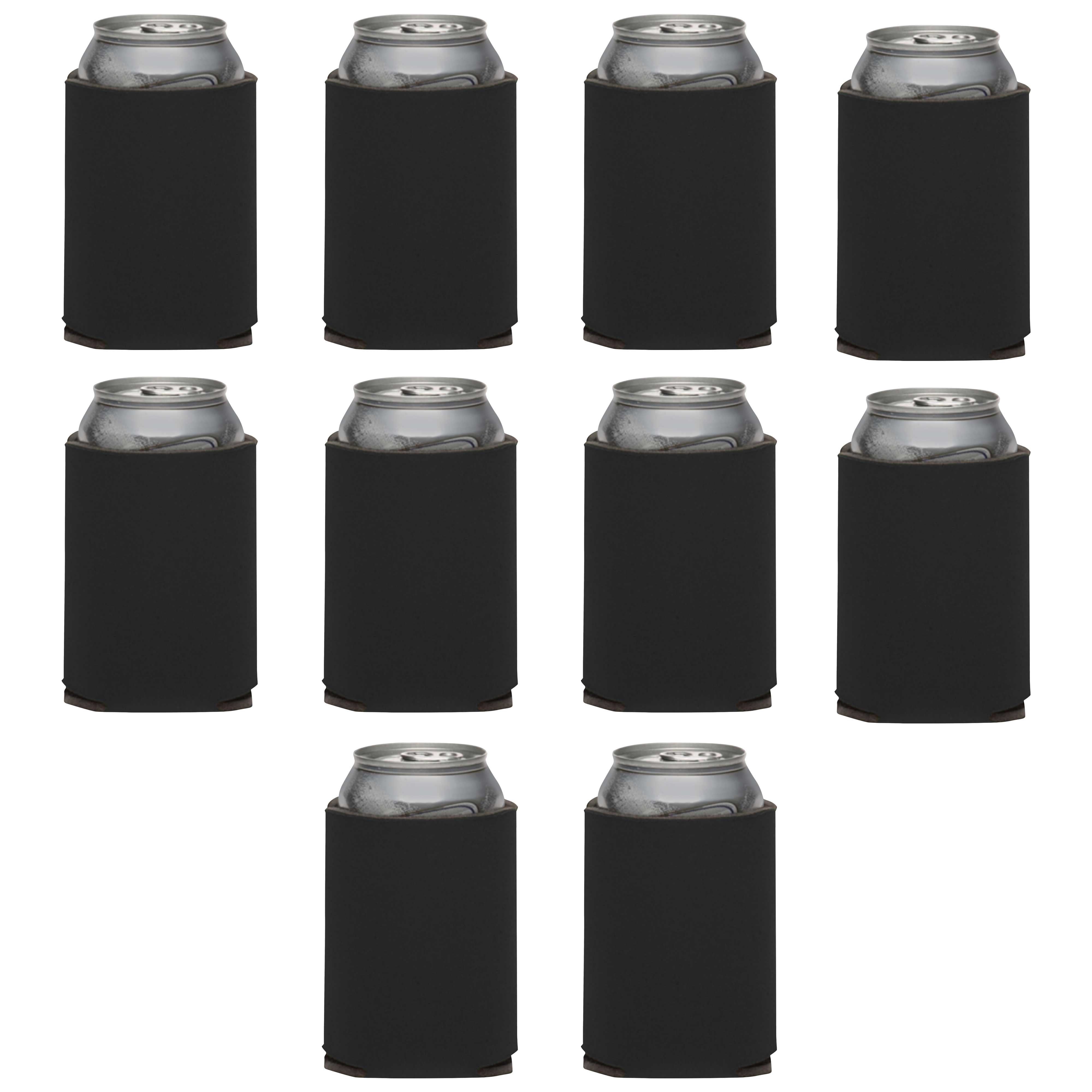 Collapsible Couple Wedding Can Coolers Set of 10, Bulk Pack - Keeps Your Drink Cooler, Great for Beer, Soda, Other Beverages - Black