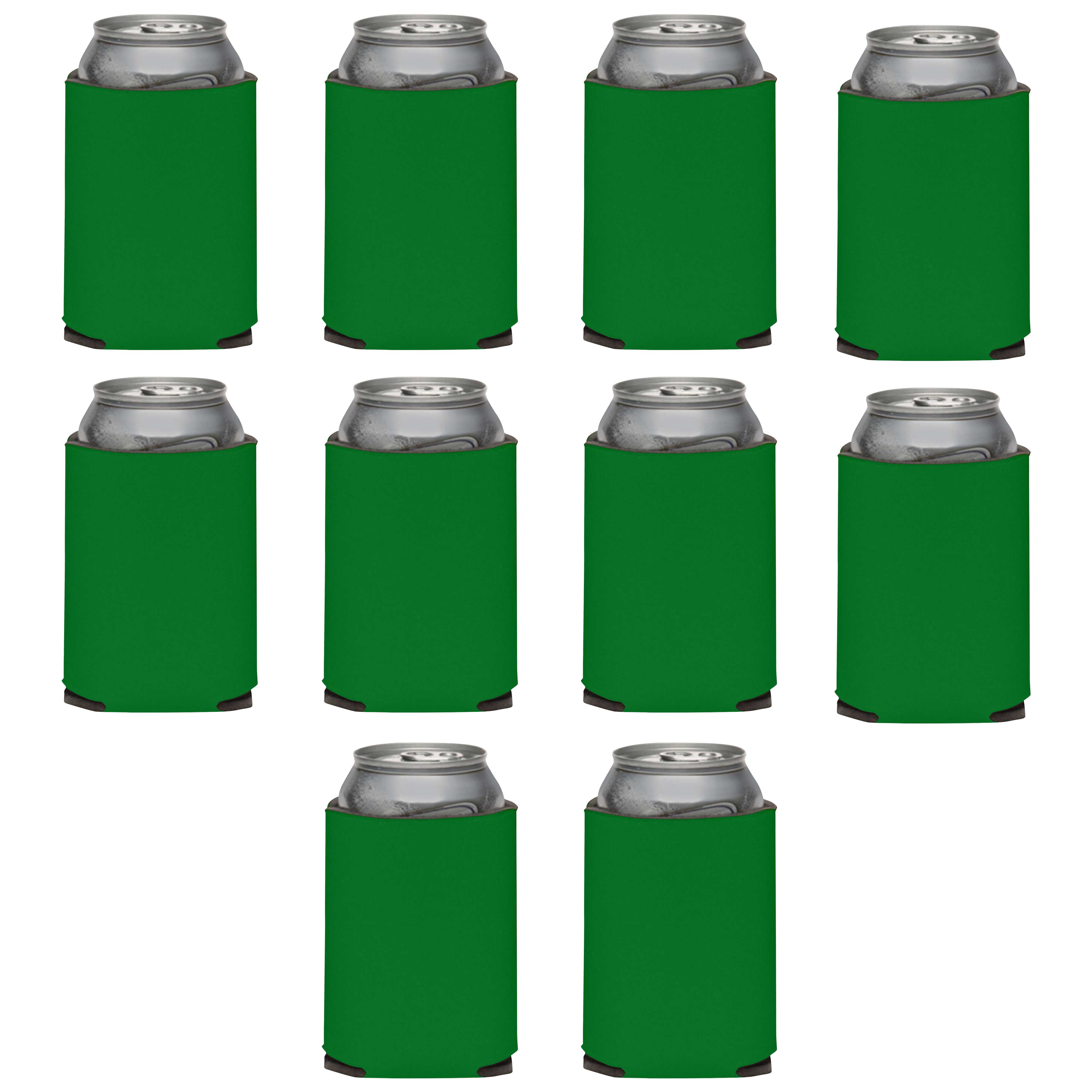Collapsible Couple Wedding Can Coolers Set of 10, Bulk Pack - Keeps Your Drink Cooler, Great for Beer, Soda, Other Beverages - Kelly Green
