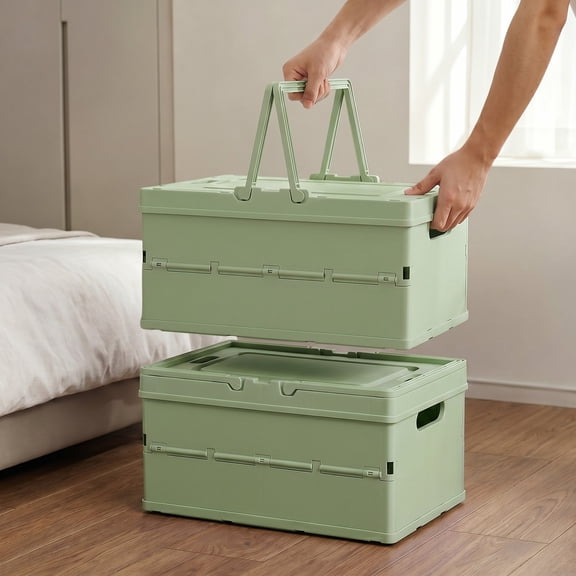 Collapsible Crate Storage Box Large Plastic Organizer Container with Lid for Snack Toy