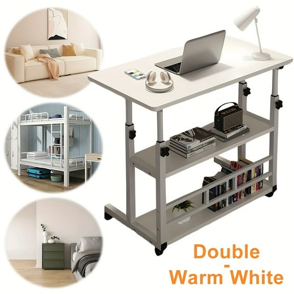 Collapsible Desk on Wheels, Height Adjustable with Storage Shelf - Versatile for Bedroom, Living Room, or Outdoor Use