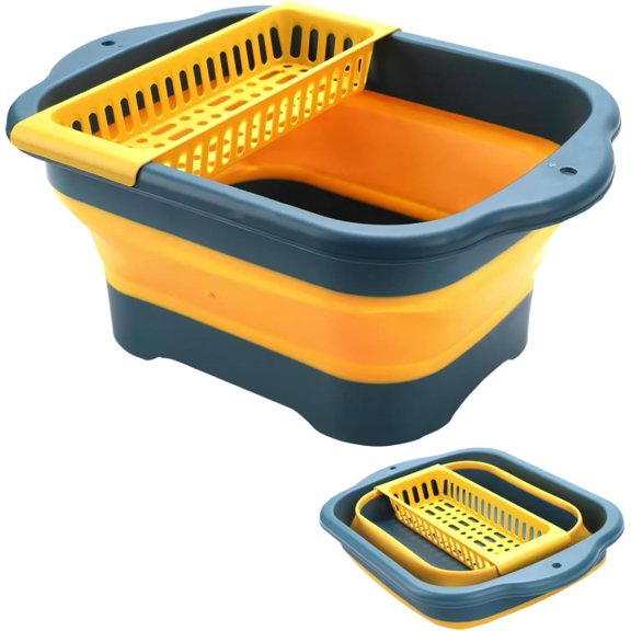 Collapsible Dish Basin Colander for Kitchen,Portable Bucket Camping Sink 2.9 Gallon (11L) (Blue)