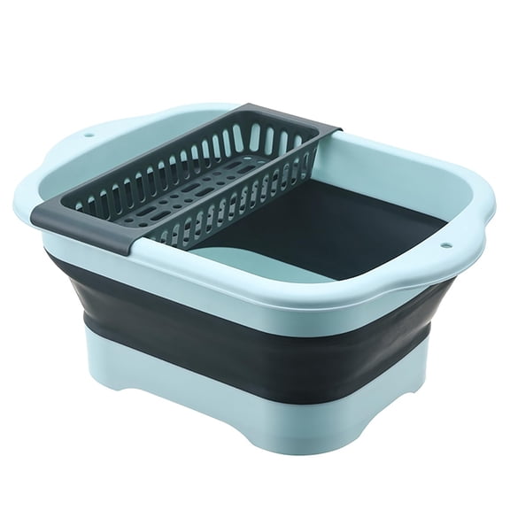 Collapsible Dish Basin with Drain Plug, Outdoor Multiuse Foldable Sink Tub, Dishpan, Wash Basin, Portable Kitchen Storage Tray