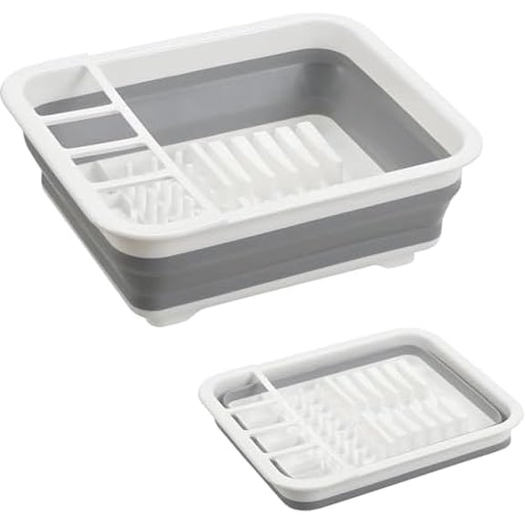 Collapsible Dish Drying Rack, Foldable Dinnerware Drainer Organizer for Storage Kitchen Counter RV Accessories Portable Rack Holders for Dishes Plates and Cups Camping Travelling Space Saver