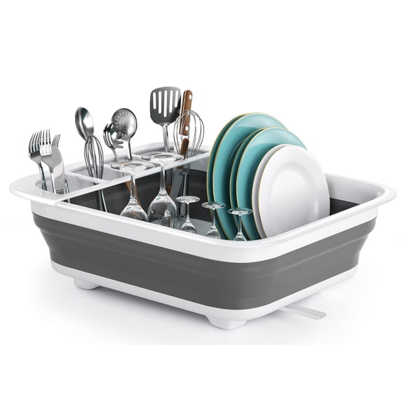 Mobile Foldable Storage Racks Collapsible Dish Drying Rack, Portable Dinnerware Drainer Organizer ...