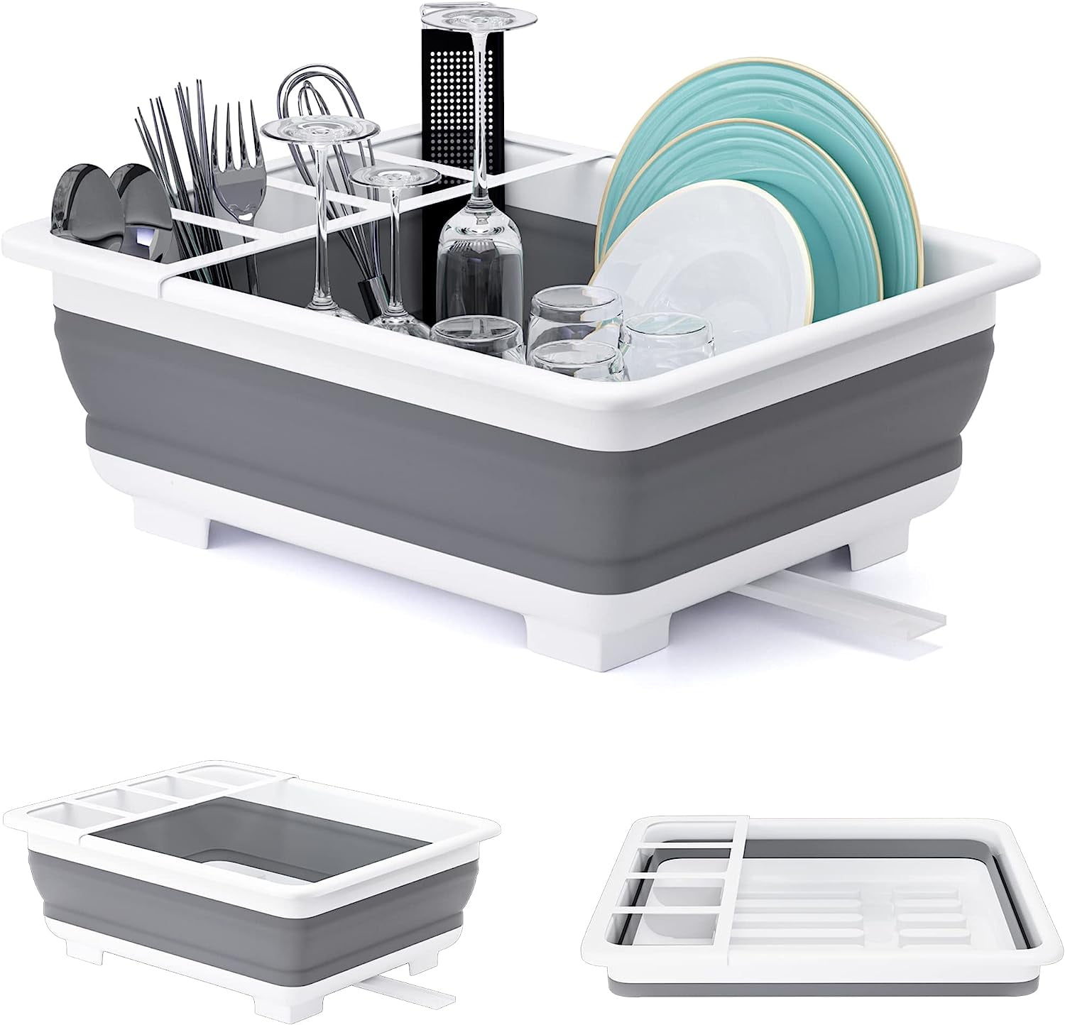 Outdoor Camping Gear Countertop Dish Rack Set with Sponge Drying