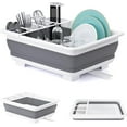 thumbnail image 1 of Collapsible Dish Drying Rack Portable Dinnerware Drainer Organizer for Kitchen RV Campers Travel Trailer Space Saving Kitchen Storage Tray，White Gray, 1 of 7