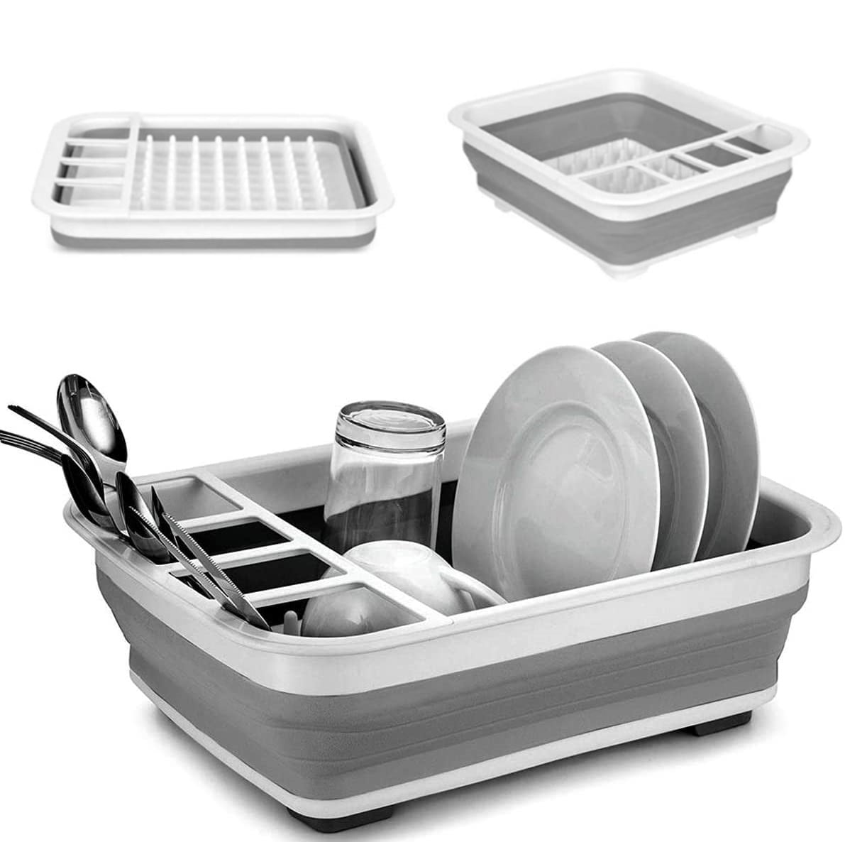 Collapsible Dish Drying Rack Portable Dish Drainer Dinnerware Organizer