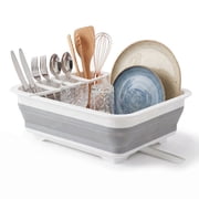 Collapsible Dish Drying Rack   Rustproof Foldable RV Dish Drying Rack with Utensil Holder, 360  Drainage, Space-Saving for Kitchen, Camping, BBQ & Boats