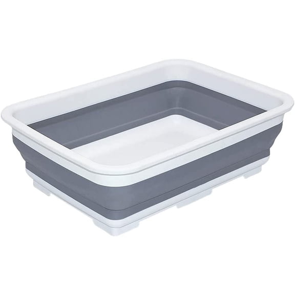 Collapsible Dish Pans 10L (2.6 Gal) Foldable Sink Tub, 14.5'' x 10.5'' x 5", Compact and Space-Saving Multiuse Foldable Basin for Dish Washing, Camping, RV and Vegetable Cleaning