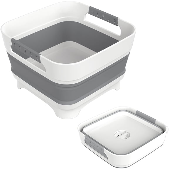 Collapsible Dish Rack Gray Multiuse Portable Washing Basin