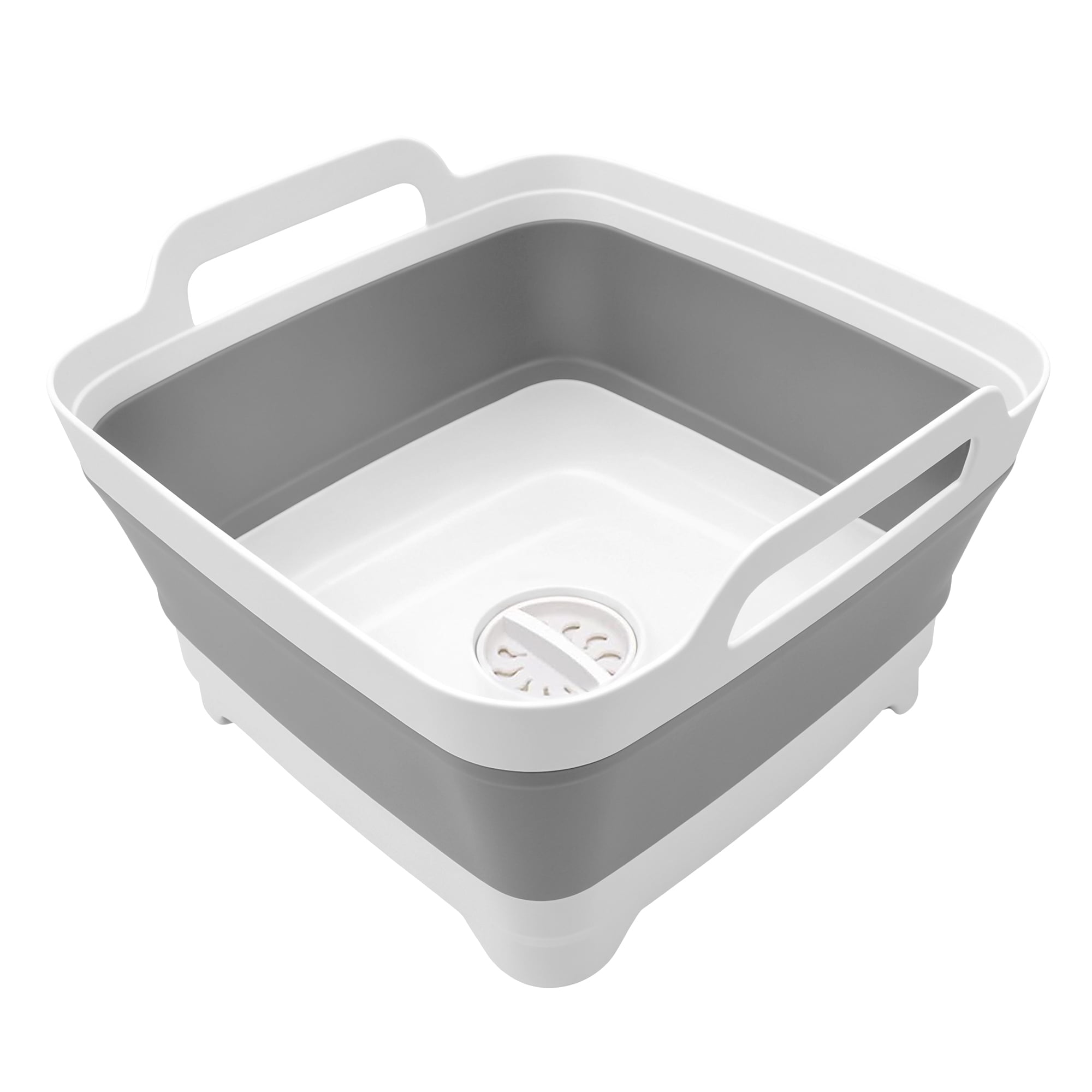 GARITIN Collapsible Dish Washing Tub with Drain Plug, Foldable Wash Basin with Handles, Portable Collapsible Sink for Washing Dishes, Camping, RV, Kitchen, Travel