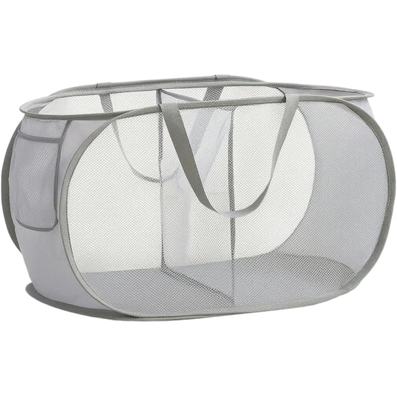 Collapsible Divided Laundry Hamper - Large Capacity Breathable Mesh Laundry Basket with Handles, Home Sorting Storage Bin, Small 23"x14"x14"