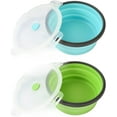 thumbnail image 1 of Collapsible Dog Bowls with Lids, 2 Pack Portable Travel Dog Bowls for Small Medium Large Dogs, Silicone Foldable Outdoor Dog Cat Food Water Bowls for Camping Hiking Road Trip, Pink 17 oz, 1 of 7