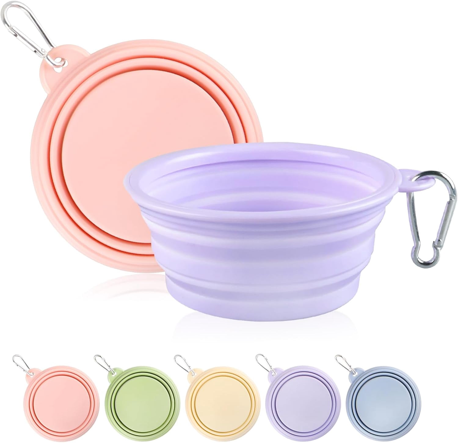 Collapsible Dog Bowls, Portable Travel Dog Bowl with Carabiner, Food ...