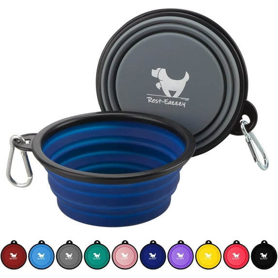 Collapsible Dog Bowls for Travel, 2-Pack Dog Portable Water Bowl for Dogs Cats Pet Foldable Feeding Watering Dish for Traveling Camping Walking with 2 Carabiners, BPA Free Small (Pack of 2) grey&navy