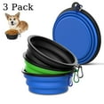thumbnail image 1 of Collapsible Dog Bowls for travel, Tekcoo 3 Pack Portable Dog Water Bowls for Dog Cats Pet Foldable Feeding Watering Dishes with Carabiner Clip for Traveling Hiking Walking Camping, Black+ Blue+ Green, 1 of 9