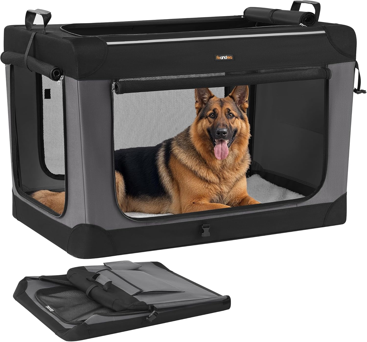 Picture of Collapsible Dog Crate, 42-Inch Portable Dog Travel Crate for Extra ...