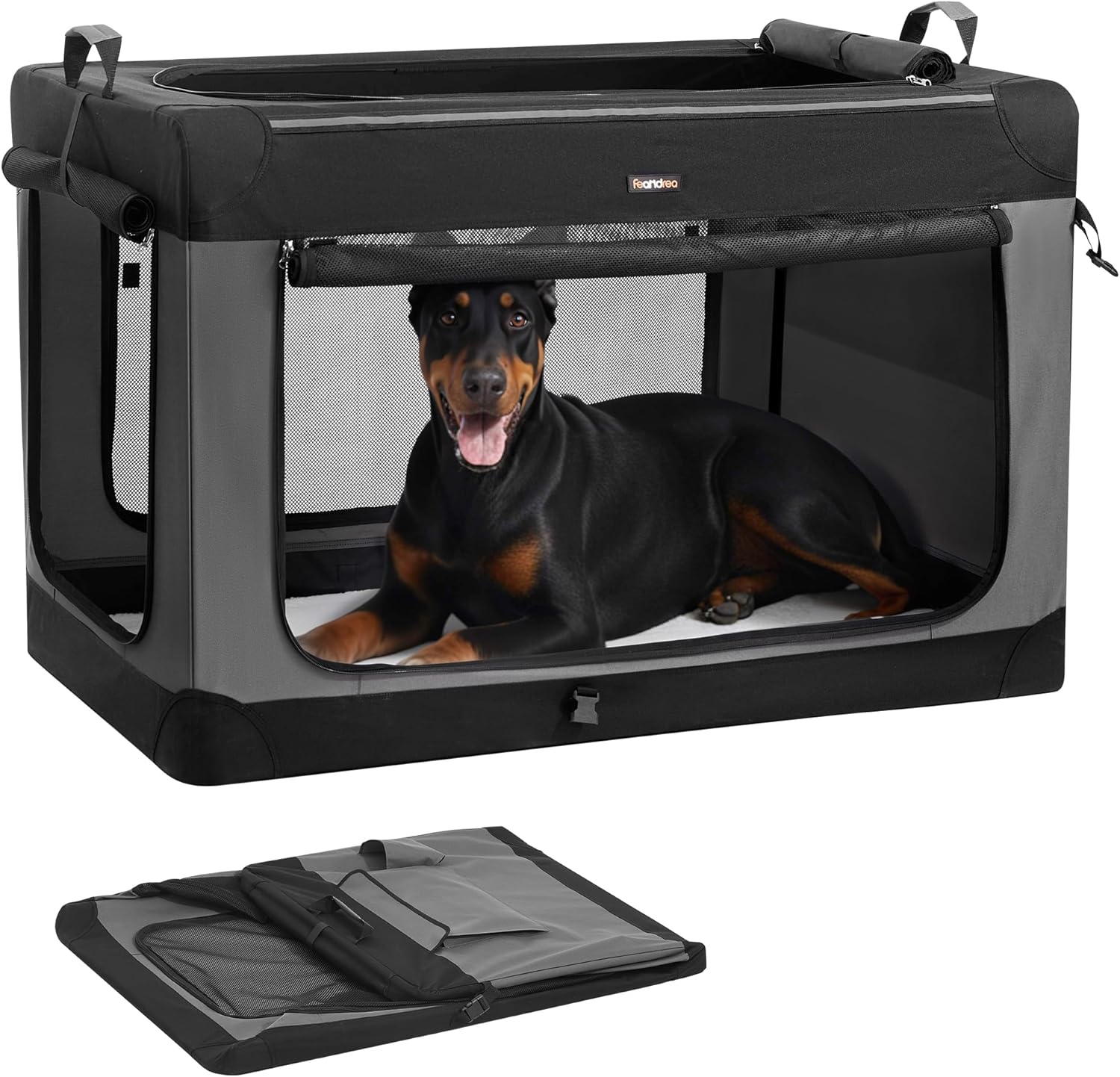Collapsible Dog Crate, 44-Inch Portable Dog Travel Crate for Extra ...