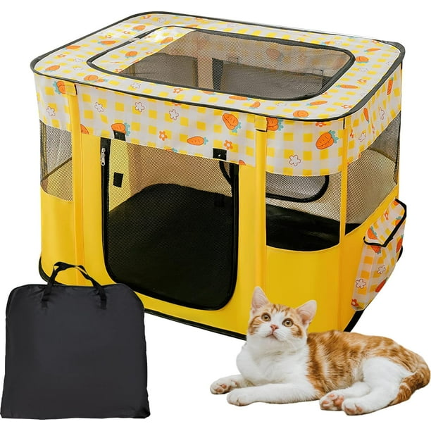 Collapsible Dog Crate Portable Cat Cage Pet Delivery Room Suitable for Dogs Cats Rabbits Pets ZBH Yellow Walmart Business Supplies