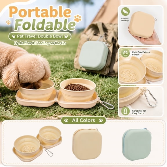 Collapsible Dog Sculpted Piece, Portable Dog Water Sculpted Piece, Pet Feeder and Water Sculpted Piece for Dog Travel, Hiking, Camping, Yellow 4.5X4.5X1.5 Inch Pet Supplies for