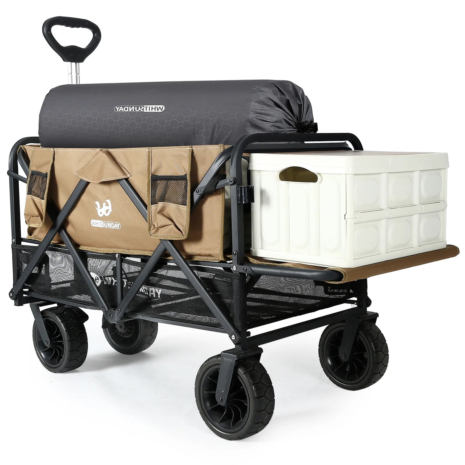 Collapsible Double Decker Wagon, Heavy Duty Foldable Wagon with All