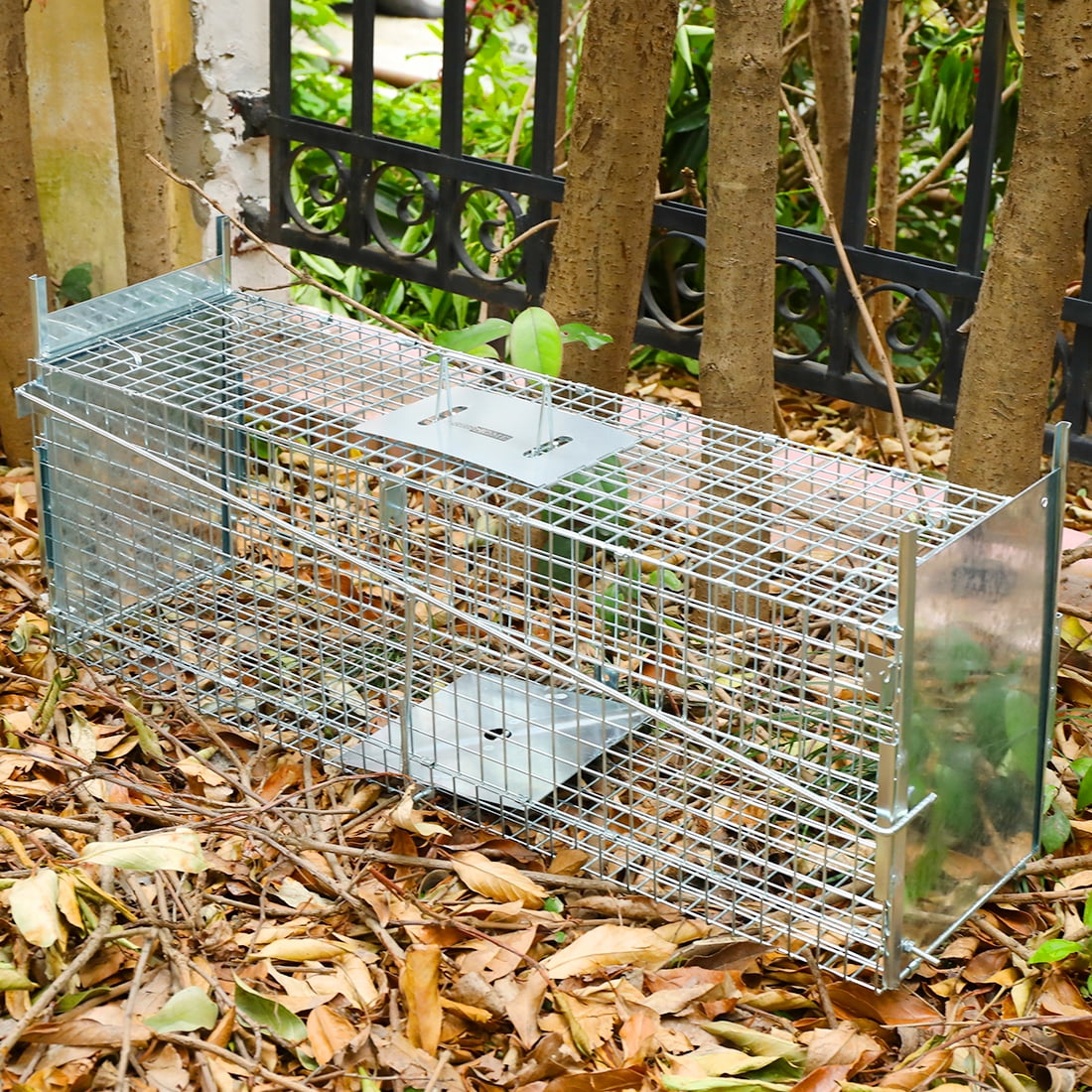 Mshrier Small Animal Traps Possum Trap Raccoon Trap Fox Trap Rabbit Trap  Cat Trap Have A Heart Trap（Deep Silver）