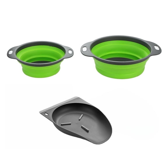 Collapsible Drainage Strainer Basket Set, 3 Items with Water Guide for Kitchen