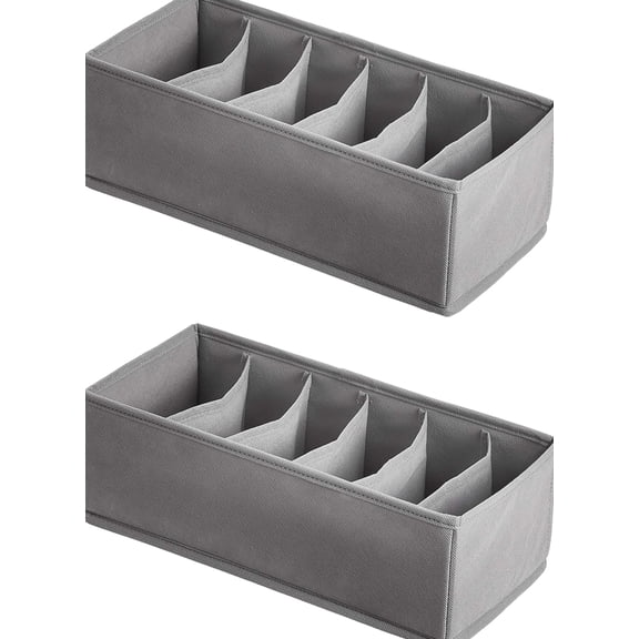 Collapsible Drawer Organizer, Breathable Cloth Storage Boxes for Underwear and Socks, Gray, Set of 2
