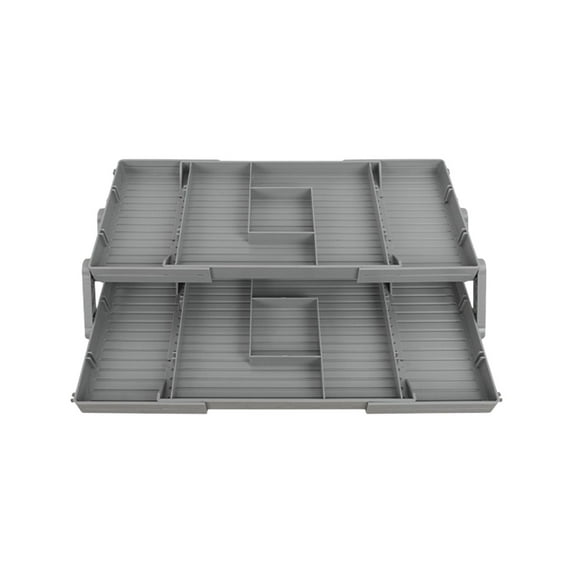 Collapsible Drawer Organizer, Multi Level Stacking Folding Junk Organizer, Expandable Pop Up Tray, Multilevel Desk Space Organizer, 2 Tier