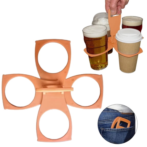 Collapsible Drink Carrier,Carry Around Foldable Cup Holder, Portable Fold Away Drink Carrier, Reusable Beverage Caddy For Coffee Beer Soft Drinks, Pocket Travel Cup Holder For Festival Sports Events