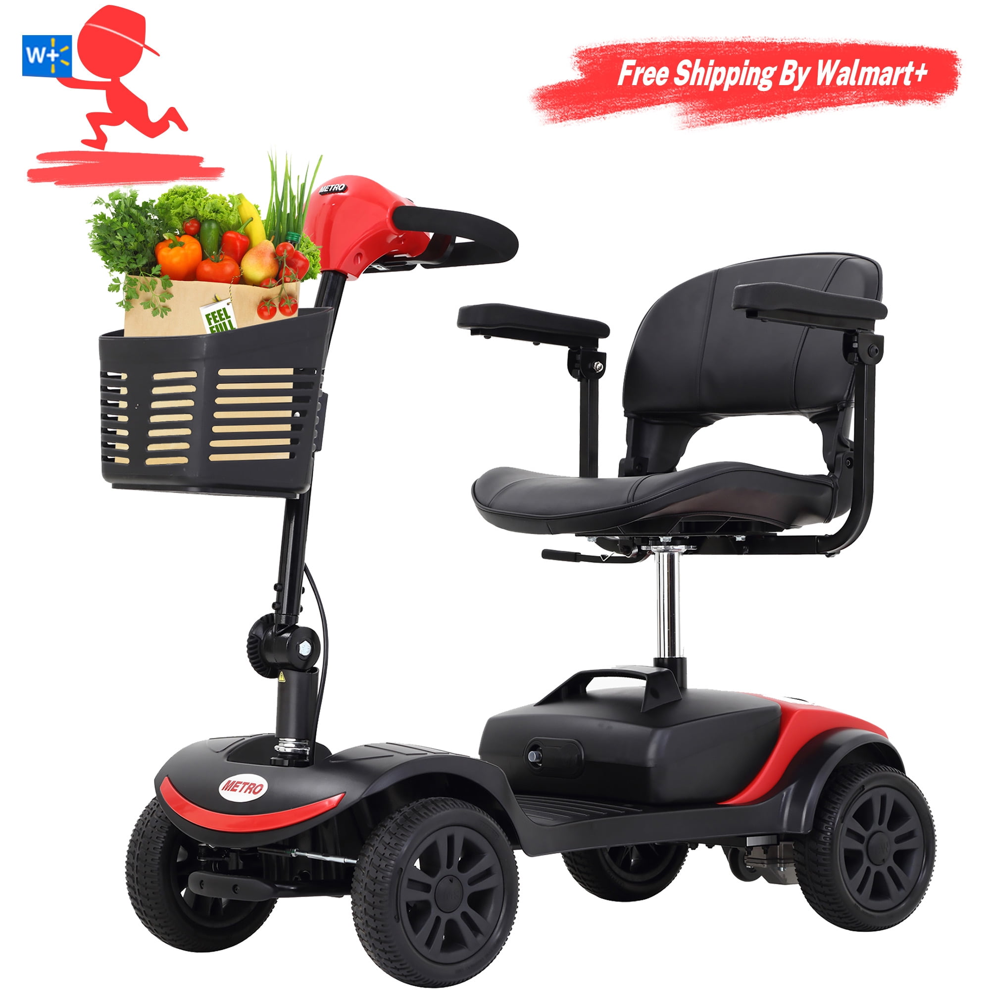 Collapsible Electric Scooter, Heavy Duty 4 Wheel Electric Mobility