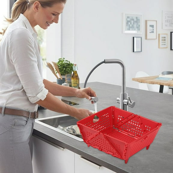 Collapsible Expandable Kitchen Strainer For Washing Fruits Vegetables Multipurpose Foldable Food Filter Mesh Colander Guard for Trapper Stainless No Hole Mesh Strainer Mesh Strainer Bathroom Kitchen