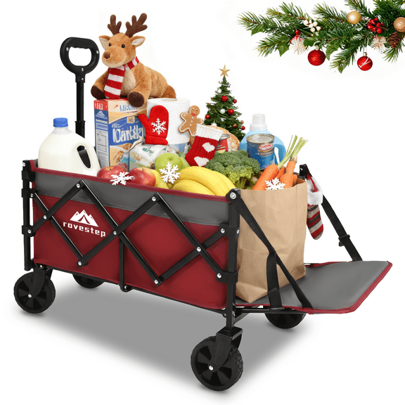 Collapsible Extended Tailgate Wagon with Wheels, 350LBS Capacity Utility Cart for Garden,Outdoor, Grocery(RosePink)
