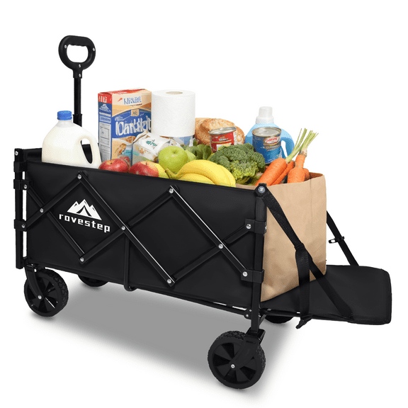 Collapsible Extended Tailgate Wagon with Wheels, 350LBS Capacity Utility Cart for Garden,Outdoor, Grocery