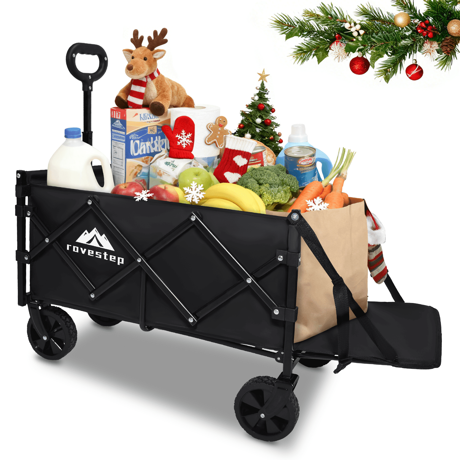 Collapsible Extended Tailgate Wagon with Wheels, 350LBS Capacity Utility Cart for Garden,Outdoor, Grocery