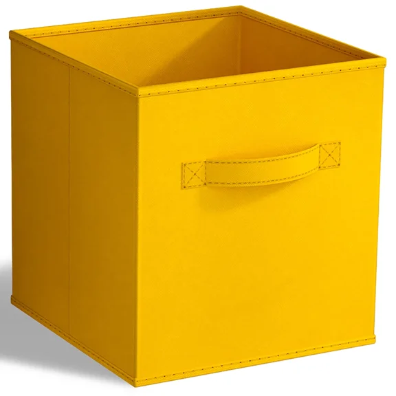 Collapsible Fabric Cube Storage Bin (10.5" X 10.5"), Dark Yellow