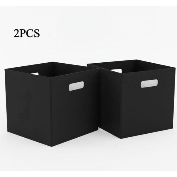 Collapsible Fabric Cube Storage Bin, Black Thick Fabric Organizer with Dual Reinforced Handles