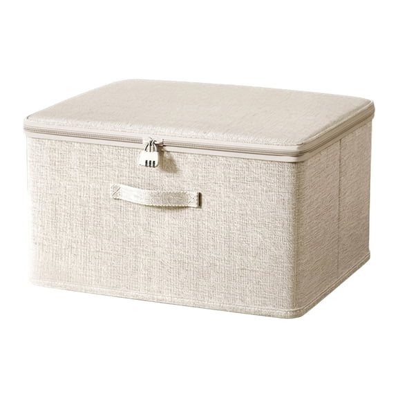 Large Collapsible Fabric Storage Bin Cotton Linen Closet Organizer Box for Dorm, Bedroom, Under Bed 11.8" x 7.8" x 5.5"
