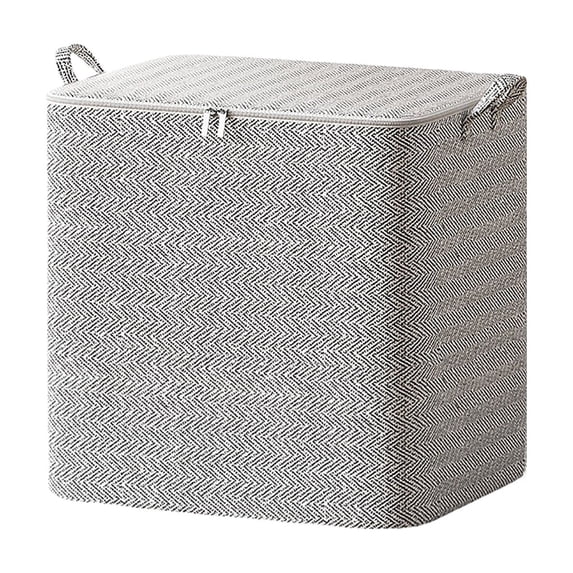 Collapsible Fabric Storage Bin with Zipper 2PC, Heavy Duty Nonwoven, Reinforced Handles, Large Capacity for Moving, Quilts, Blankets, Closet Organization, Travel