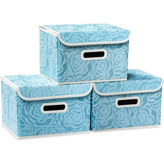 Collapsible Fabric Storage Boxes with Lids, Decorative Storage Bins ...