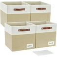 thumbnail image 1 of Collapsible Fabric Storage Cube Bins with 2 Reinforced PU Handles, Foldable Storage Organizer Baskets for Closet, Shelves, Living Room | 11"x11"x11", 4 Pack, Gray & White, 1 of 14