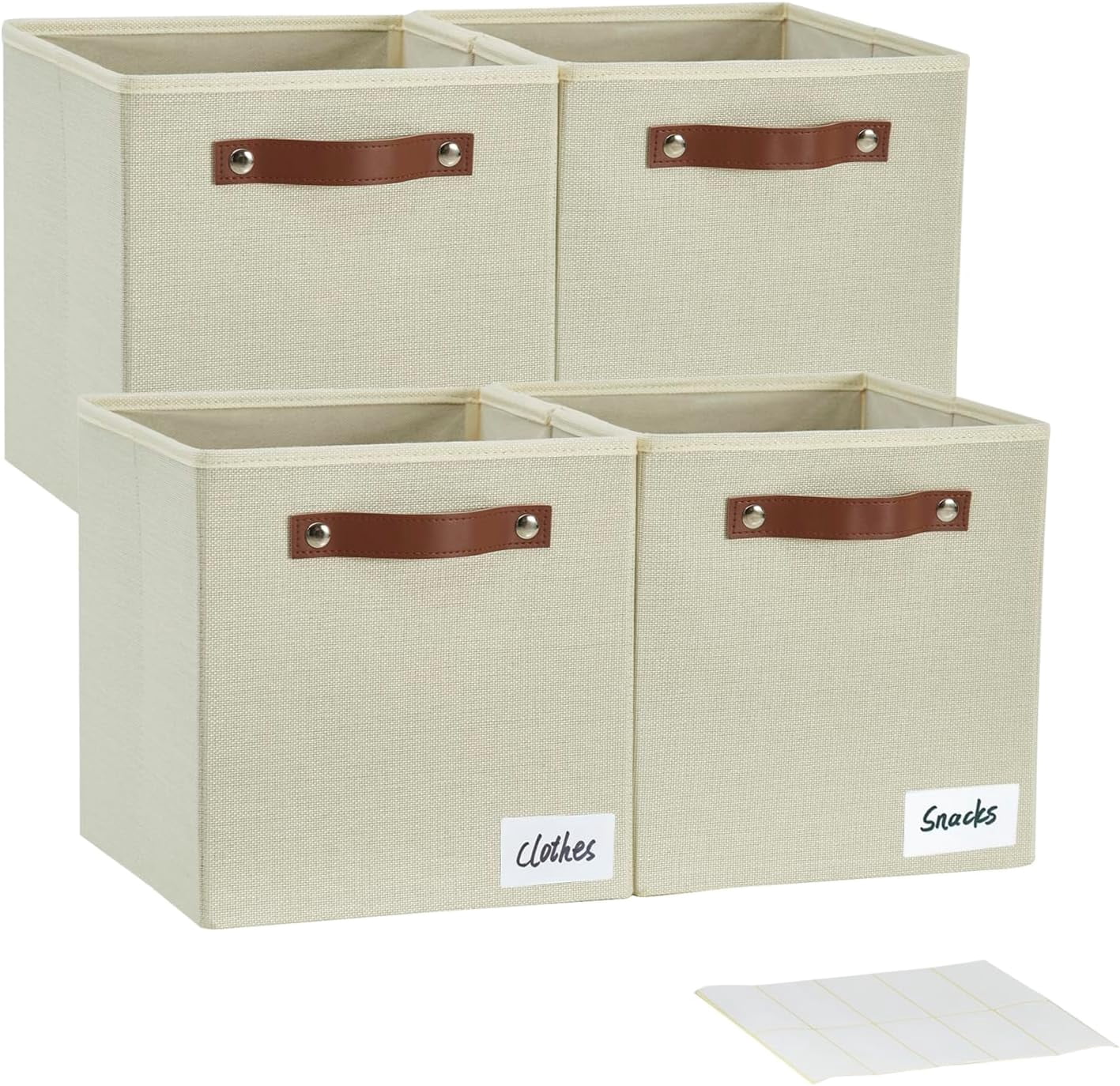 Collapsible Fabric Storage Cube Bins with 2 Reinforced PU Handles ...