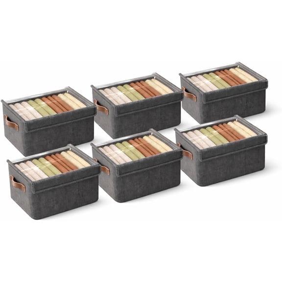 Lazer Adult Carrying Handles Fabric Stainless Steel 6.4 qt Storage Chests & Boxes, Gray, 6 Count